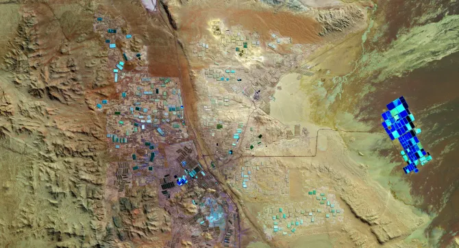satellietfoto Atacamawoestijn in Chili