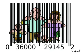 Familie vast achter barcode