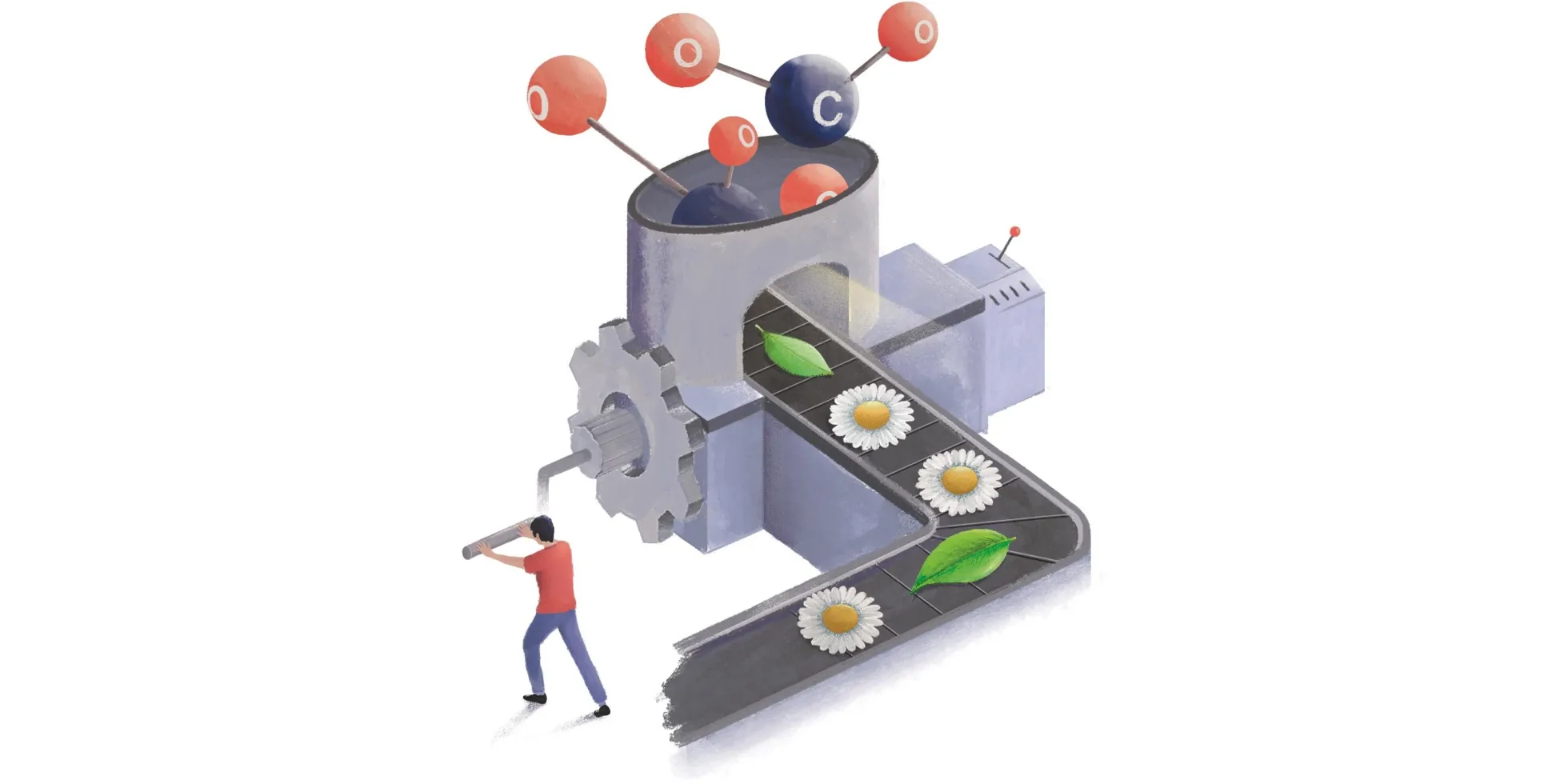 machine die CO2-moleculen omzet in bloemen en blaadjes
