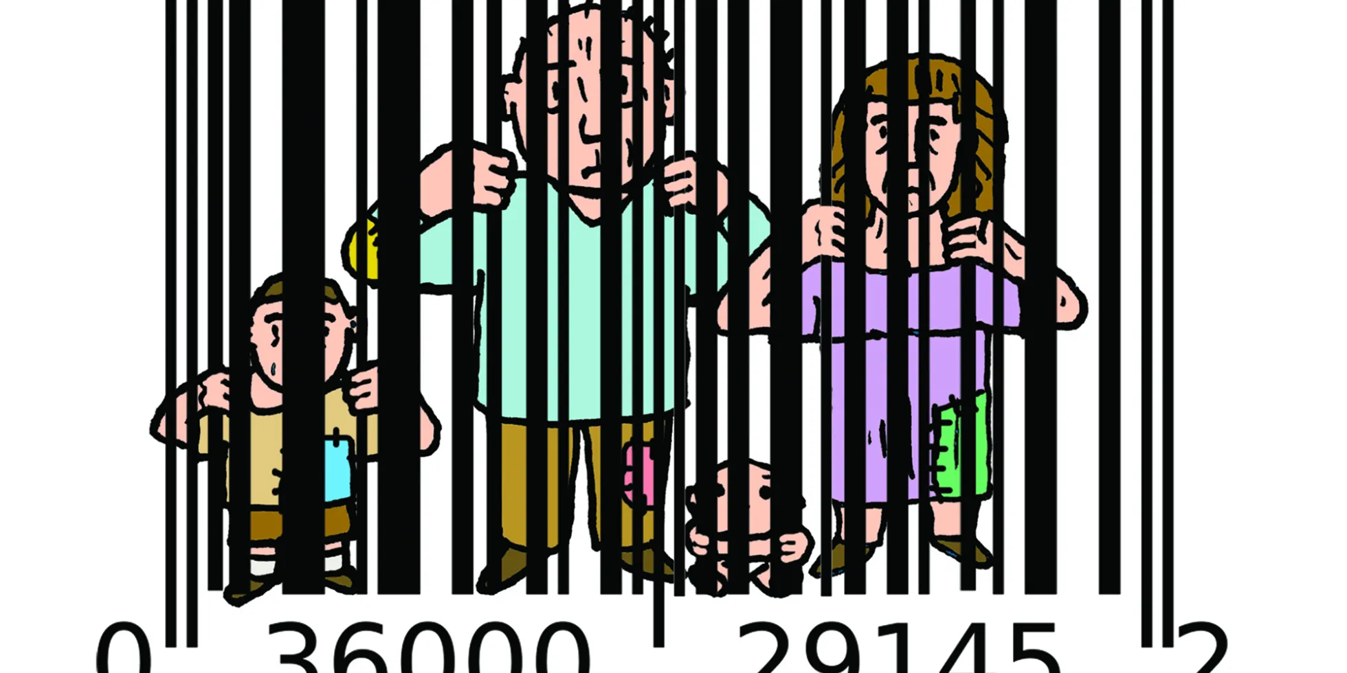 Familie vast achter barcode